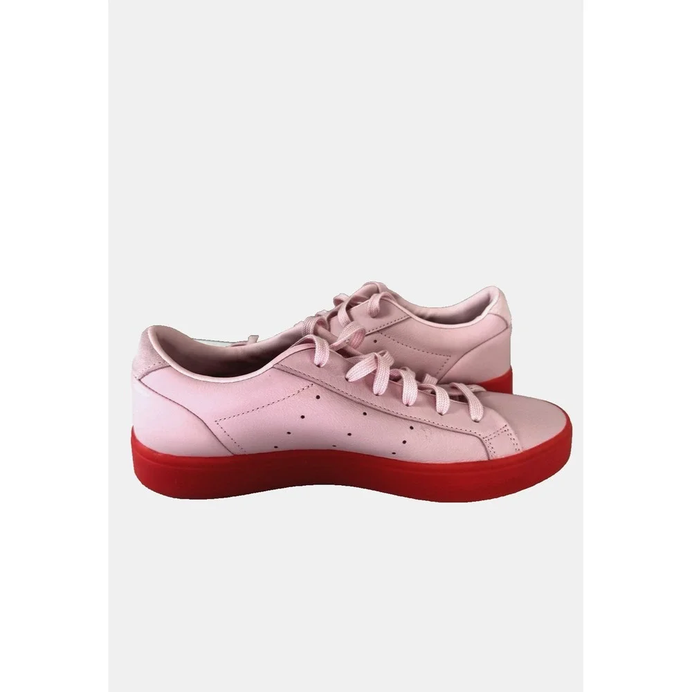 Adidas Originals Sleek Pink Neon Red Leather Sneakers 9.5 Statement Streetwear